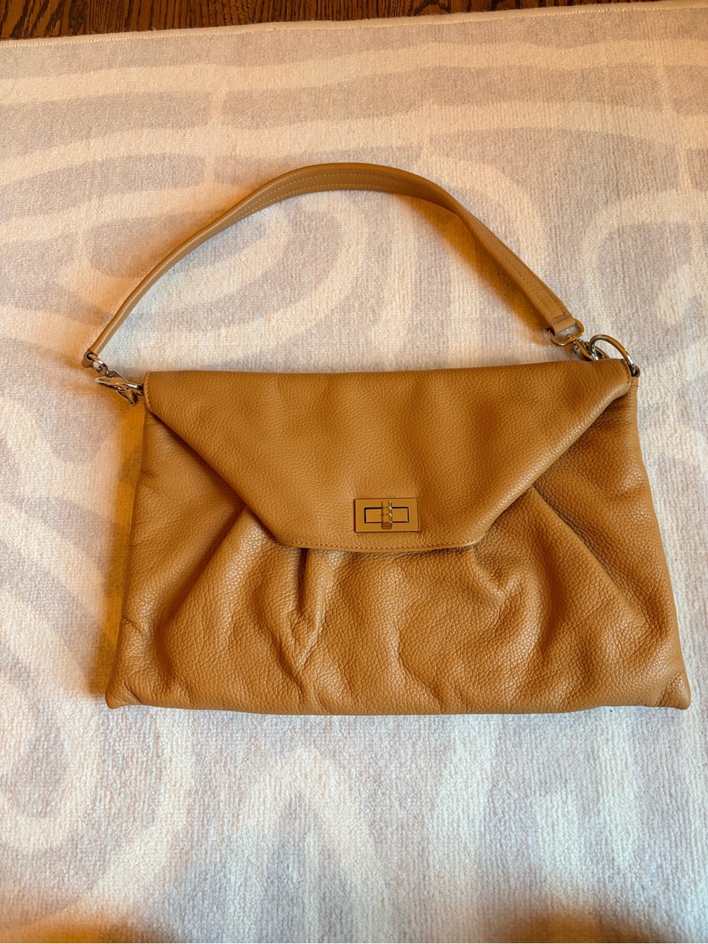 Ashneil Vintage Tan Pebbled Leather Pleated Shoulder Bag